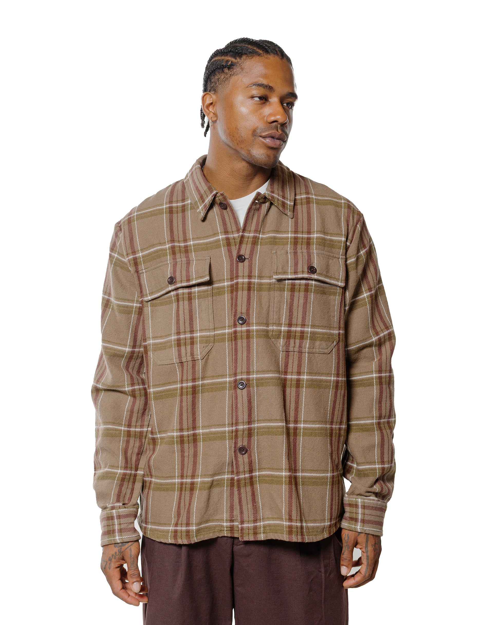 lost & found Norse Projects Norse Projects Hjalmer Heavy Twill Check Overshirt Walnut