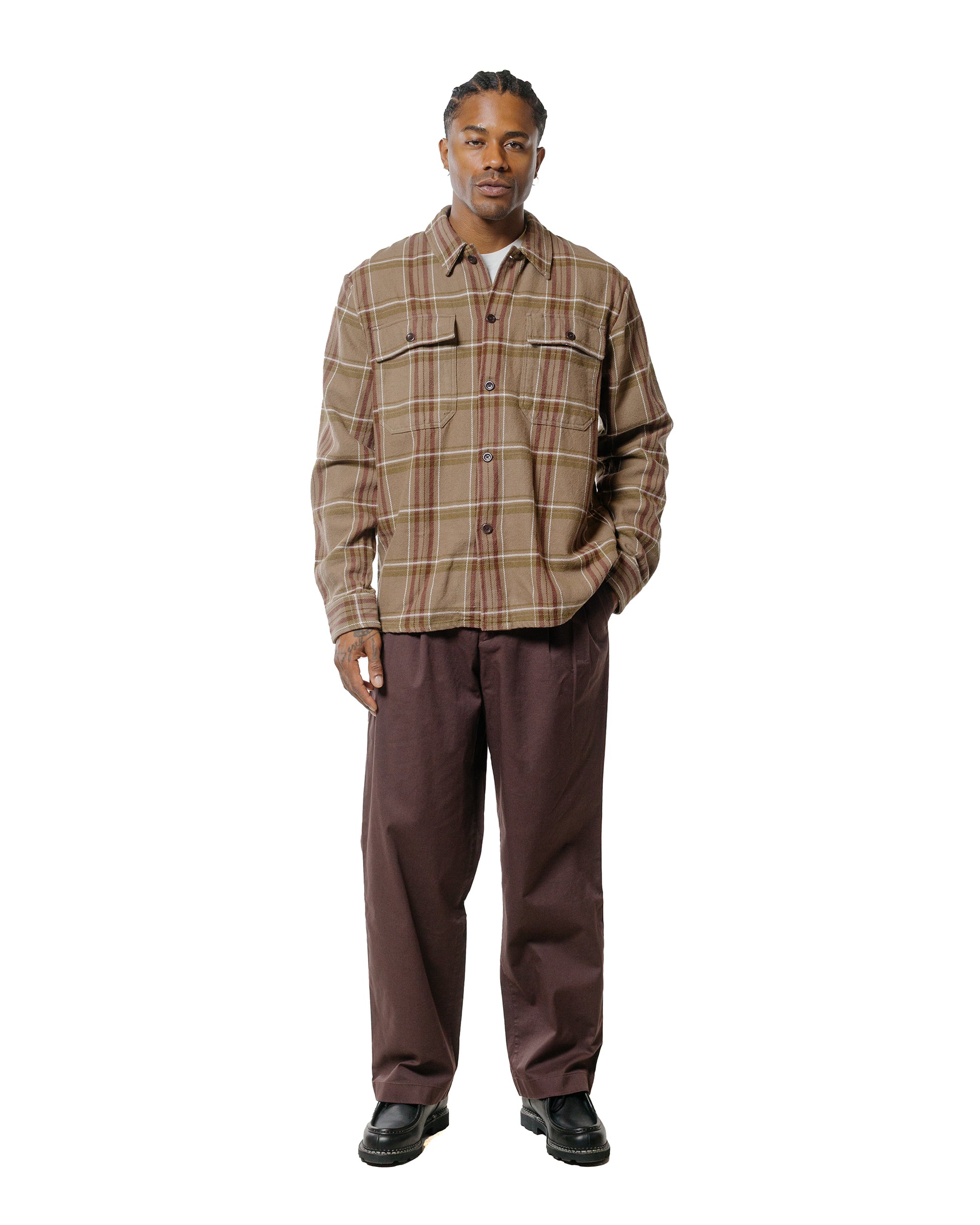 lost & found Norse Projects Norse Projects Hjalmer Heavy Twill Check Overshirt Walnut