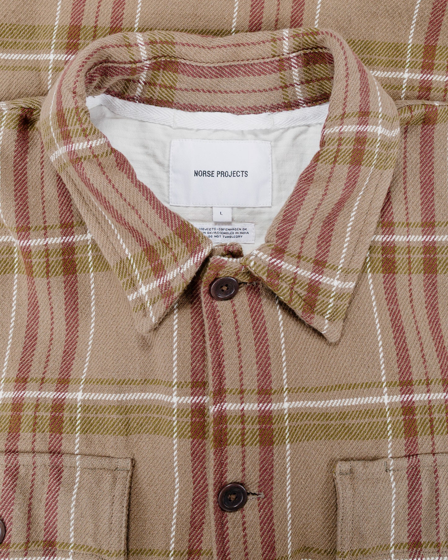 lost & found Norse Projects Norse Projects Hjalmer Heavy Twill Check Overshirt Walnut