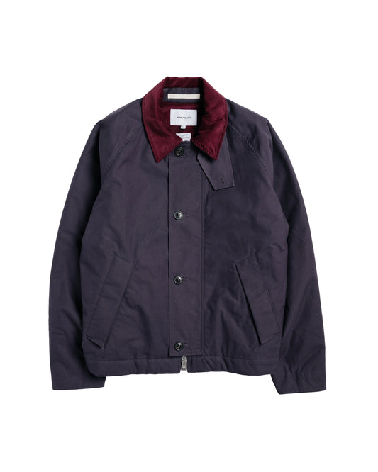 Norse Projects Holmen Wax Raglan Insulated Jacket Darkest Purple