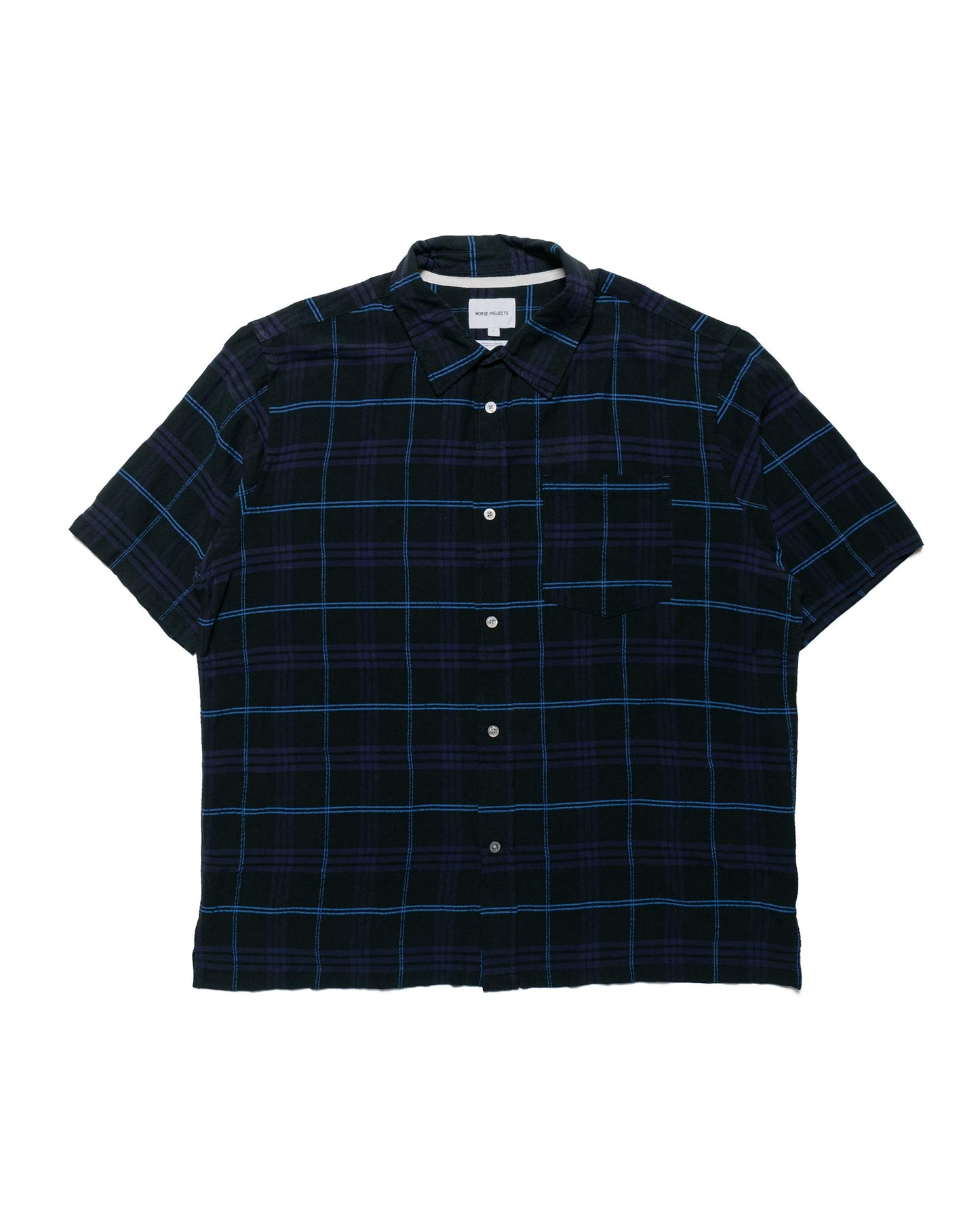lost & found Norse Projects Norse Projects Ivan Relaxed Textured Check SS Shirt Dark Navy