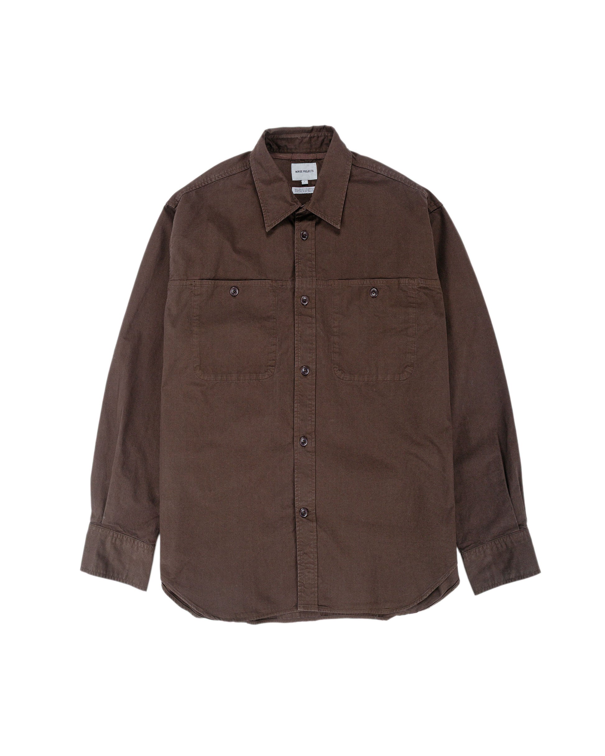 lost & found Norse Projects Norse Projects Julius Mineral Dyed Overshirt Shirt Espresso