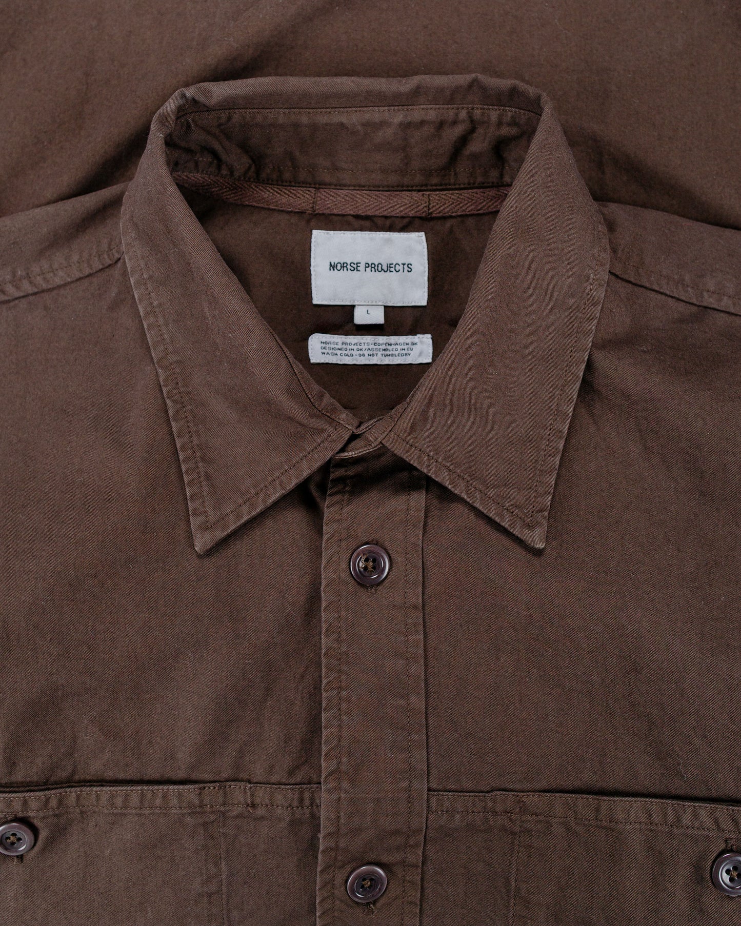 lost & found Norse Projects Norse Projects Julius Mineral Dyed Overshirt Shirt Espresso