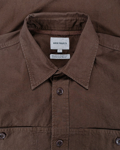 lost & found Norse Projects Norse Projects Julius Mineral Dyed Overshirt Shirt Espresso