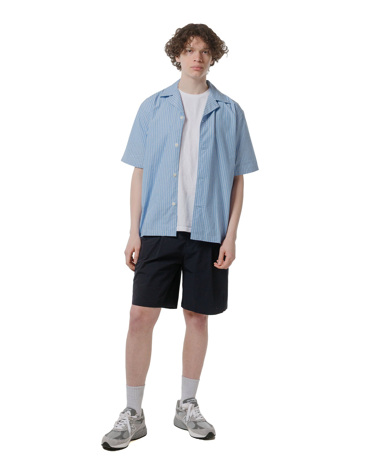 lost & found Norse Projects Norse Projects Mads Poplin Stripe SS Navy
