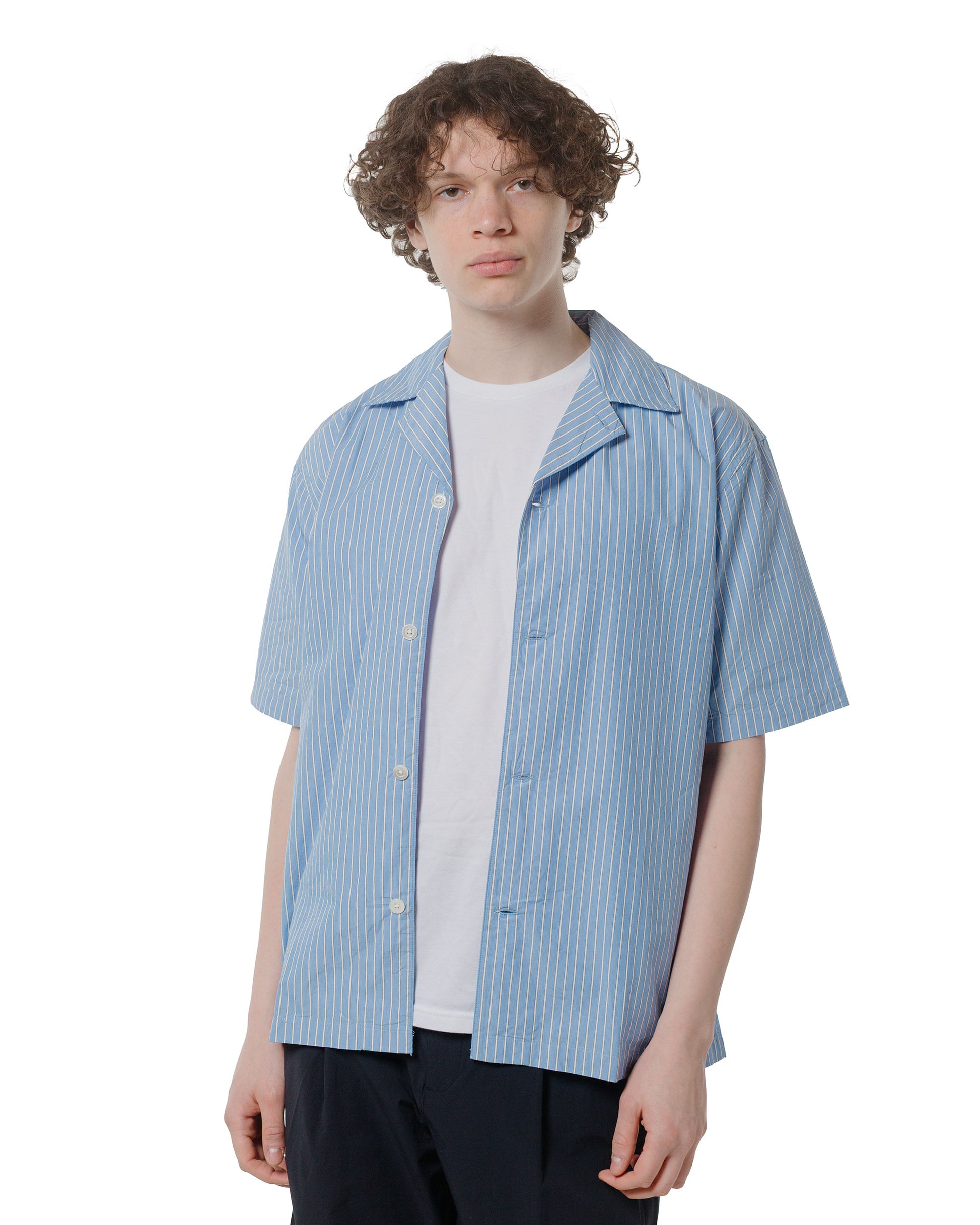 lost & found Norse Projects Norse Projects Mads Poplin Stripe SS Navy