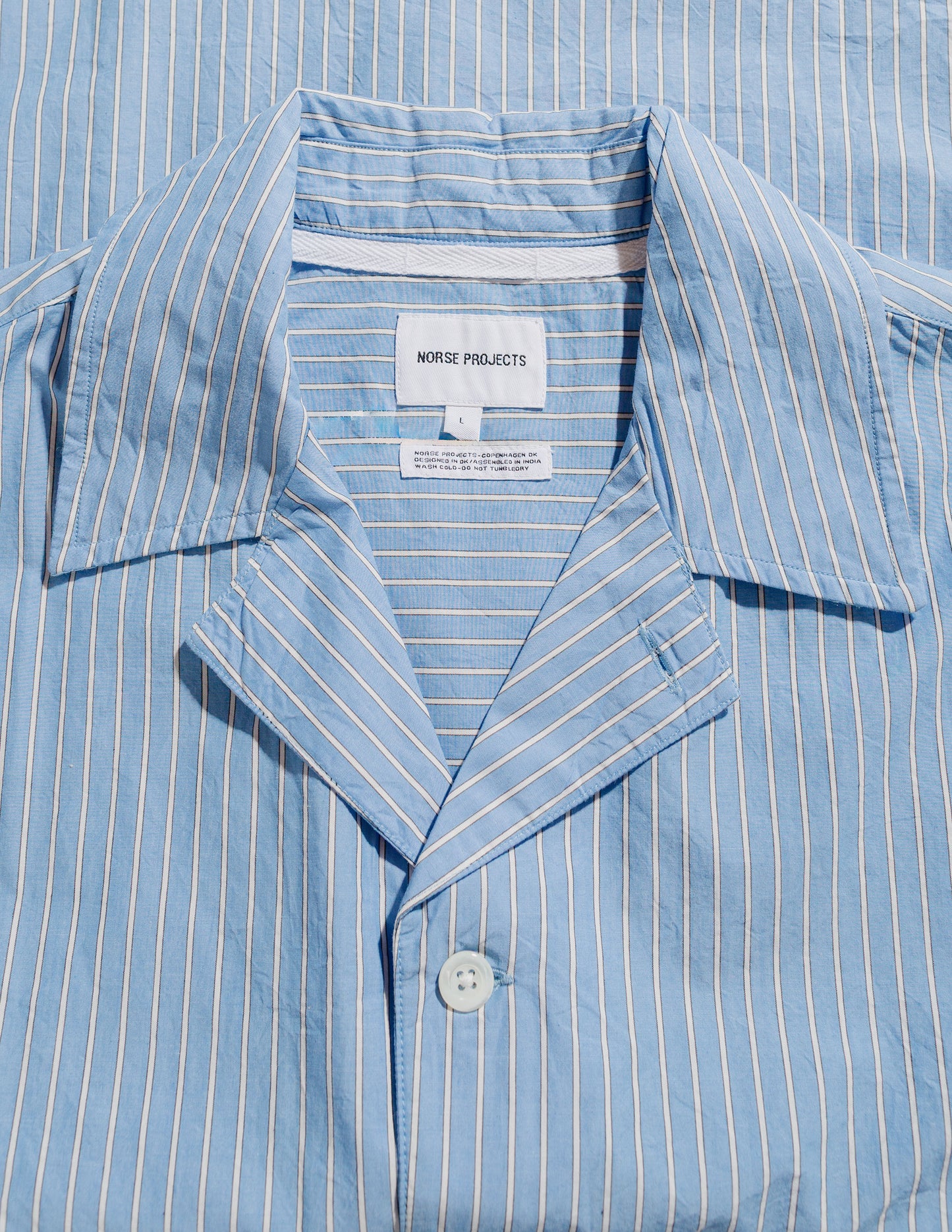 lost & found Norse Projects Norse Projects Mads Poplin Stripe SS Navy