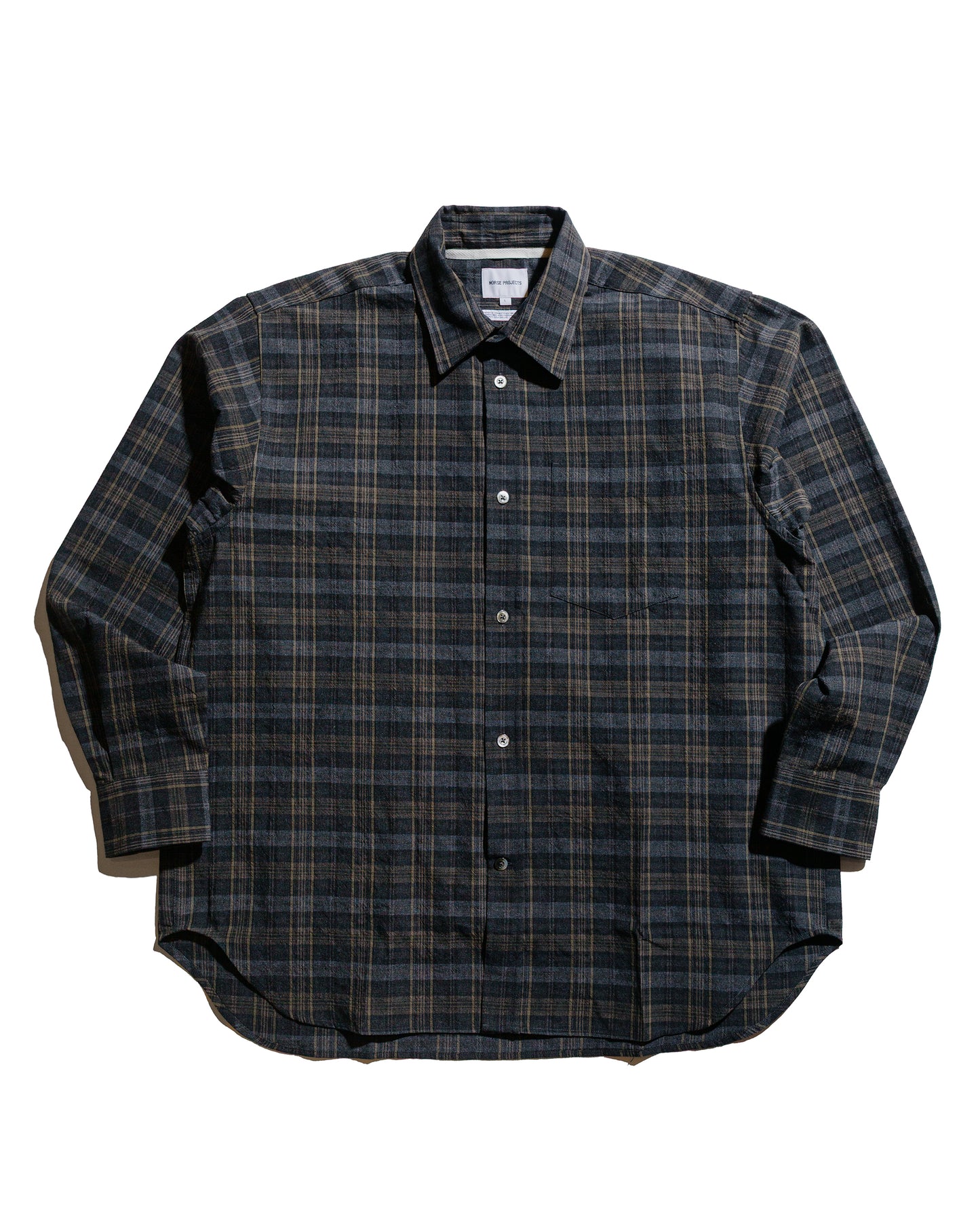 lost & found Norse Projects Norse Projects Ole Oversized Wool Check Shirt Charcoal Grey