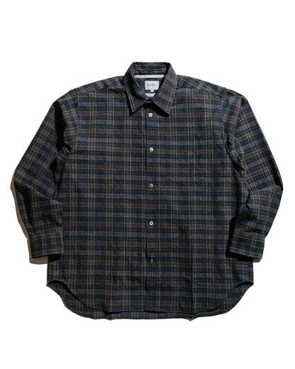 lost & found Norse Projects Norse Projects Ole Oversized Wool Check Shirt Charcoal Grey