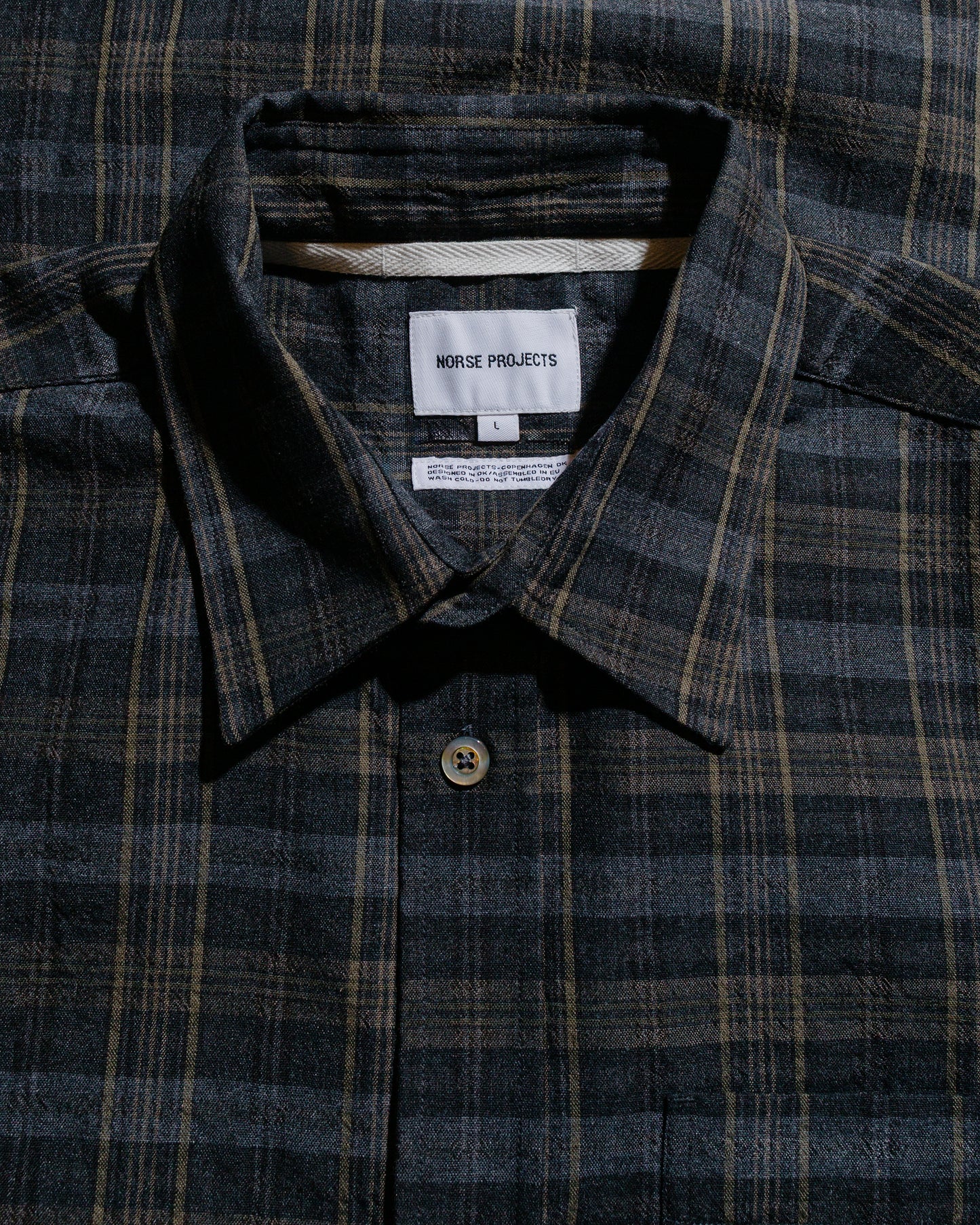 lost & found Norse Projects Norse Projects Ole Oversized Wool Check Shirt Charcoal Grey