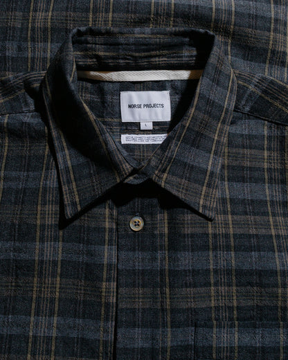 lost & found Norse Projects Norse Projects Ole Oversized Wool Check Shirt Charcoal Grey
