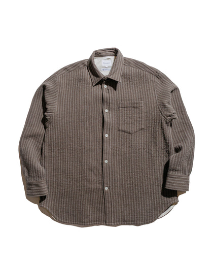 lost & found Norse Projects Norse Projects Ole Oversized Wool Stripe Shirt Seal Brown
