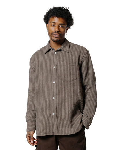 lost & found Norse Projects Norse Projects Ole Oversized Wool Stripe Shirt Seal Brown