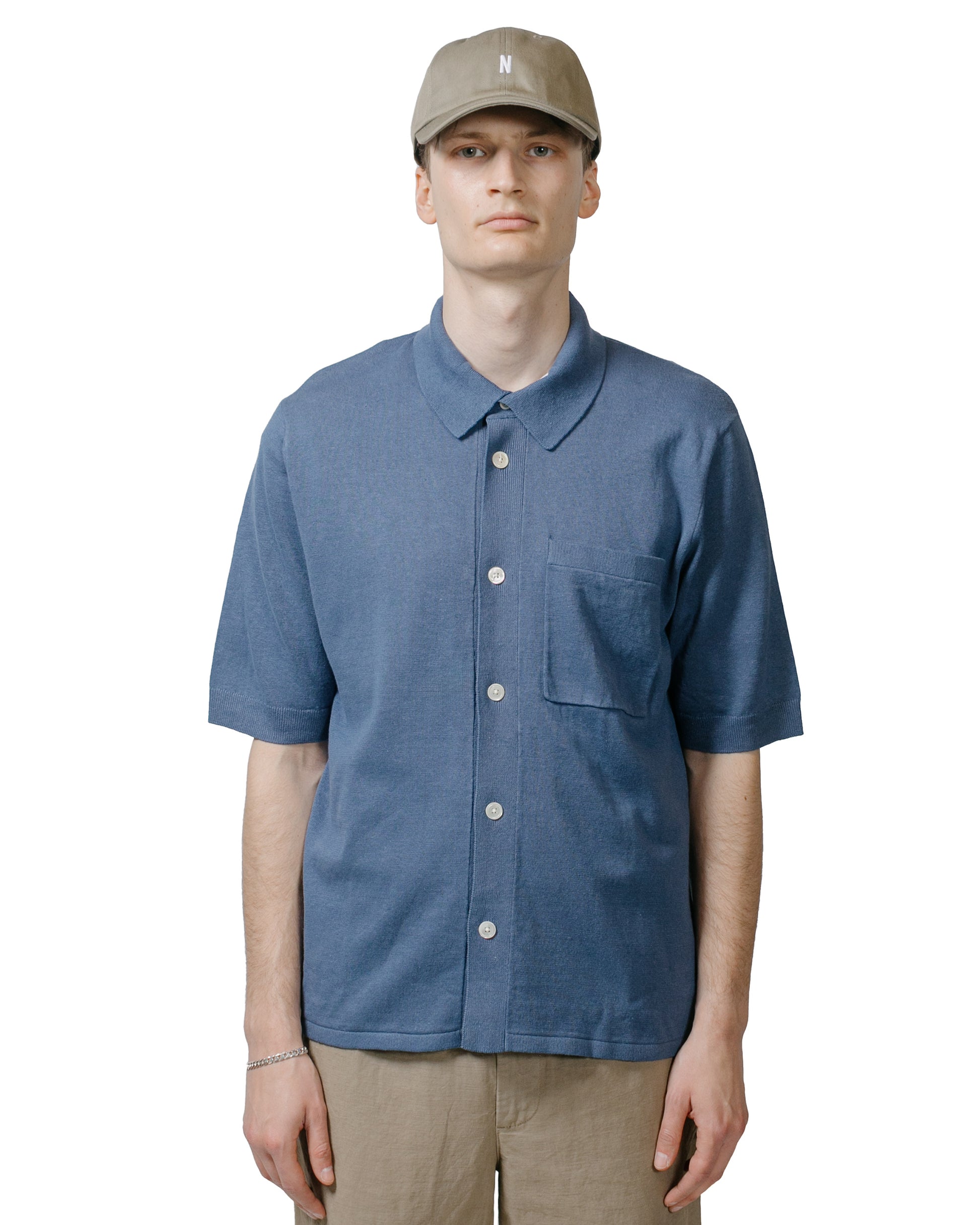 lost & found Norse Projects Norse Projects Rollo Cotton Linen SS Shirt Calcite Blue