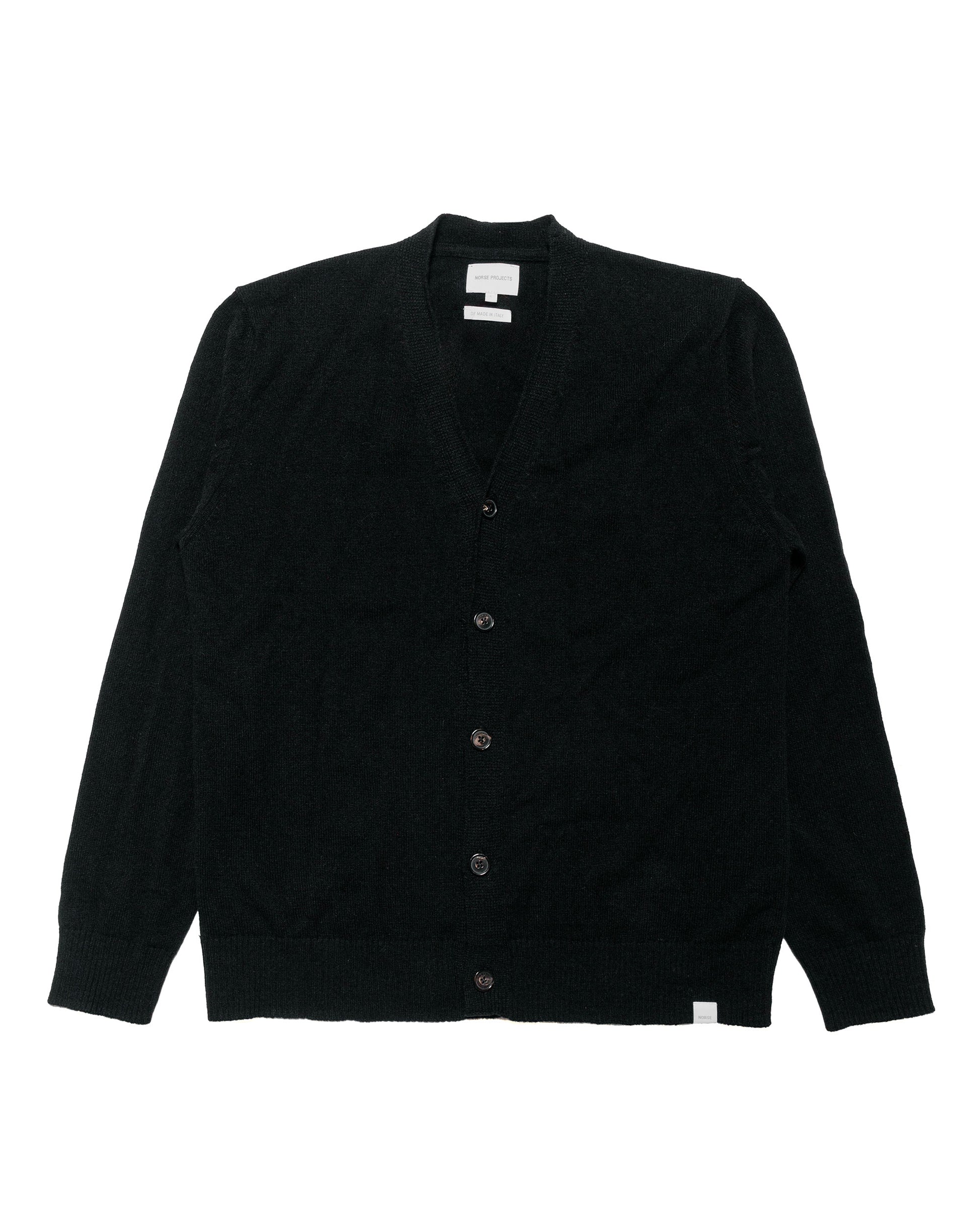 lost & found Norse Projects Norse Projects Standard Merino Lambswool Cardigan Black