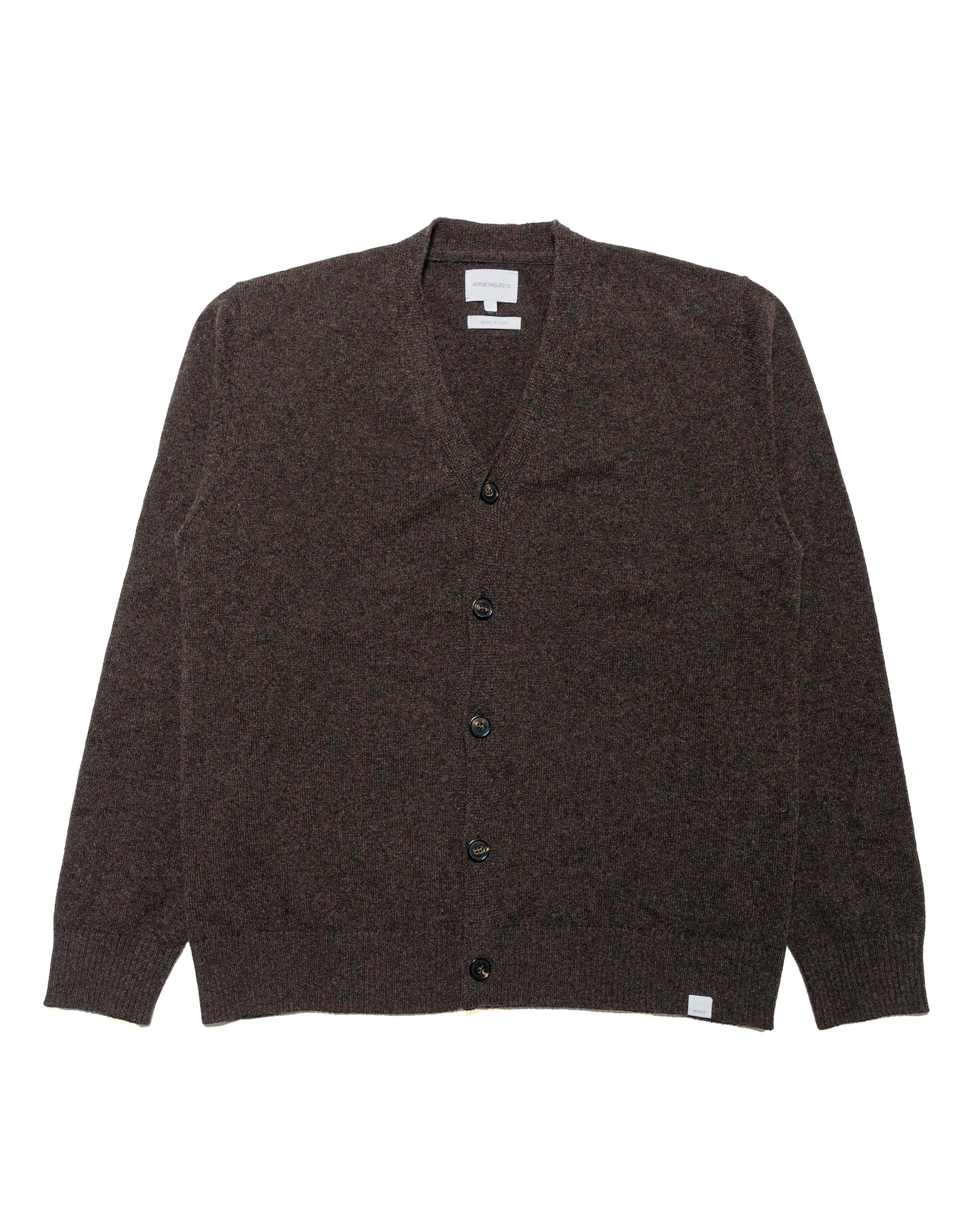 lost & found Norse Projects Norse Projects Standard Merino Lambswool Cardigan Heathland Brown