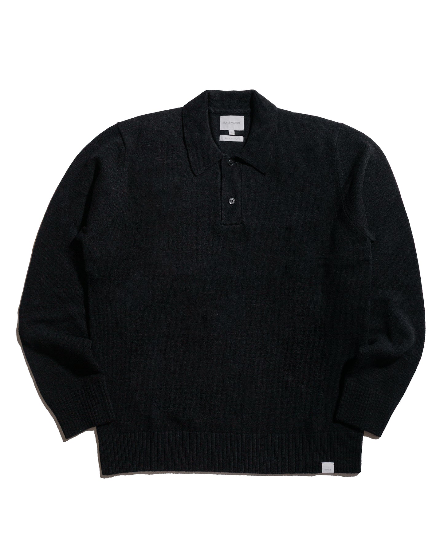 lost & found Norse Projects Norse Projects Standard Merino Lambswool Polo Black