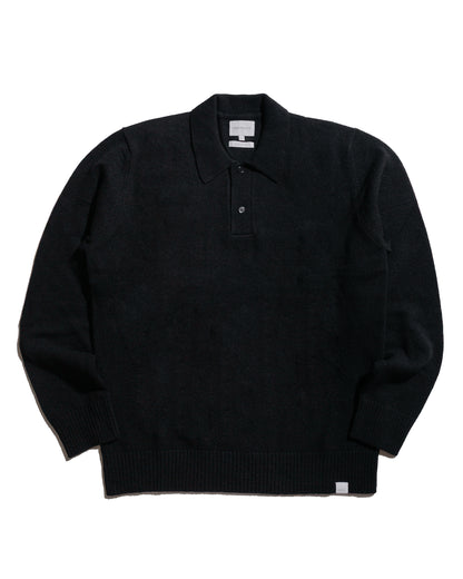 lost & found Norse Projects Norse Projects Standard Merino Lambswool Polo Black