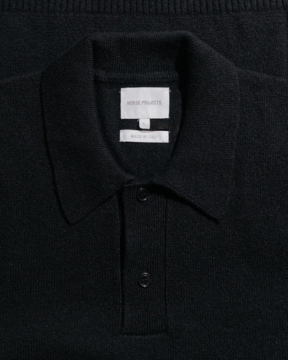 lost & found Norse Projects Norse Projects Standard Merino Lambswool Polo Black