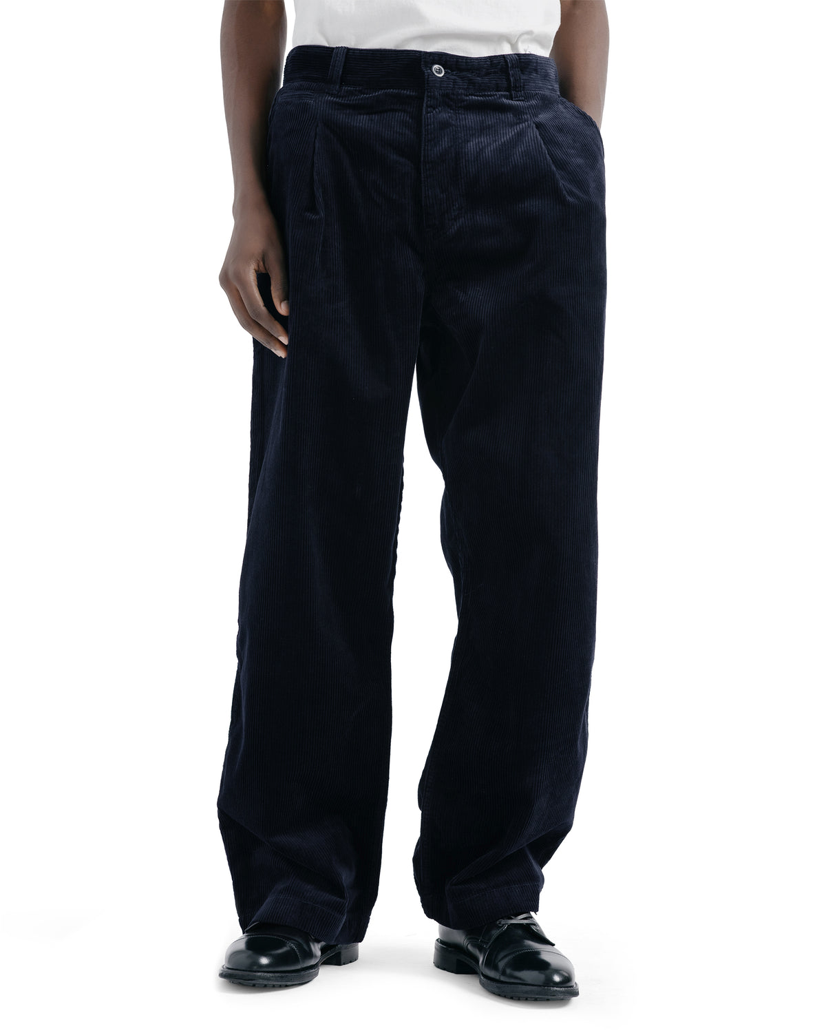 Norse Projects Volda Pleated Wide Wale Corduroy Trouser Dark Navy