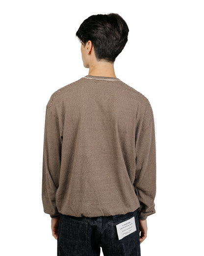 Old Joe Malti Striped Crew Neck Tops Coffee
