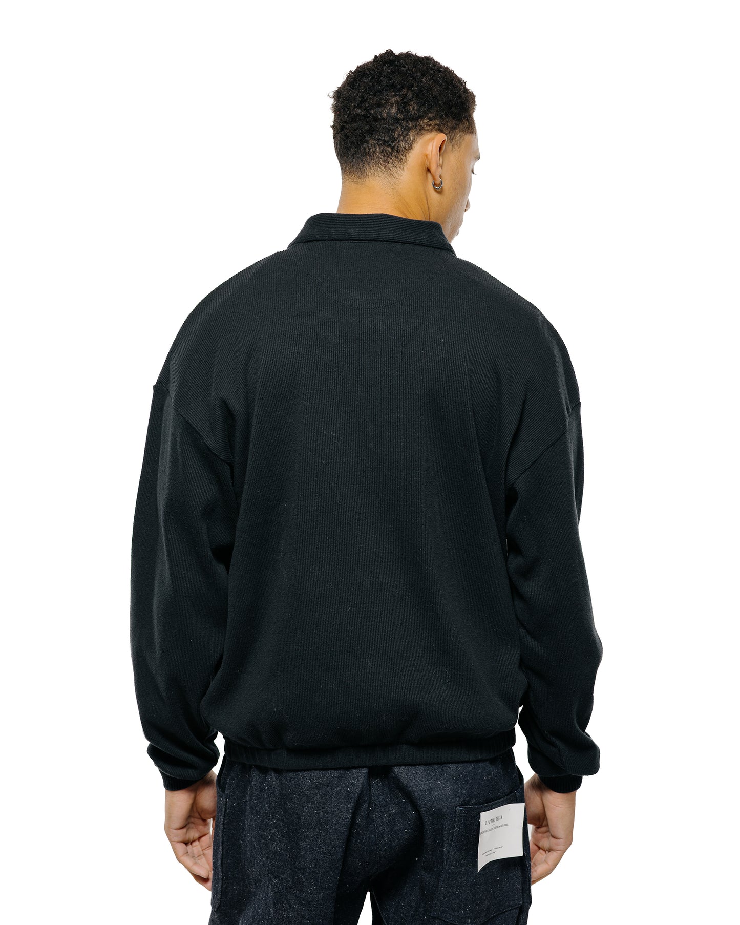 lost & found Old Joe Old Joe Quater Zip Silk Nep Ripped Shirt Onyx