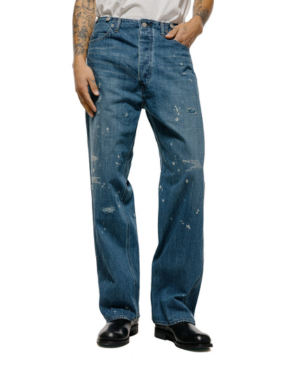 lost & found Old Joe Old Joe Beltless Waist Jean Trouser"990" (Scar Face & Paint) Indigo
