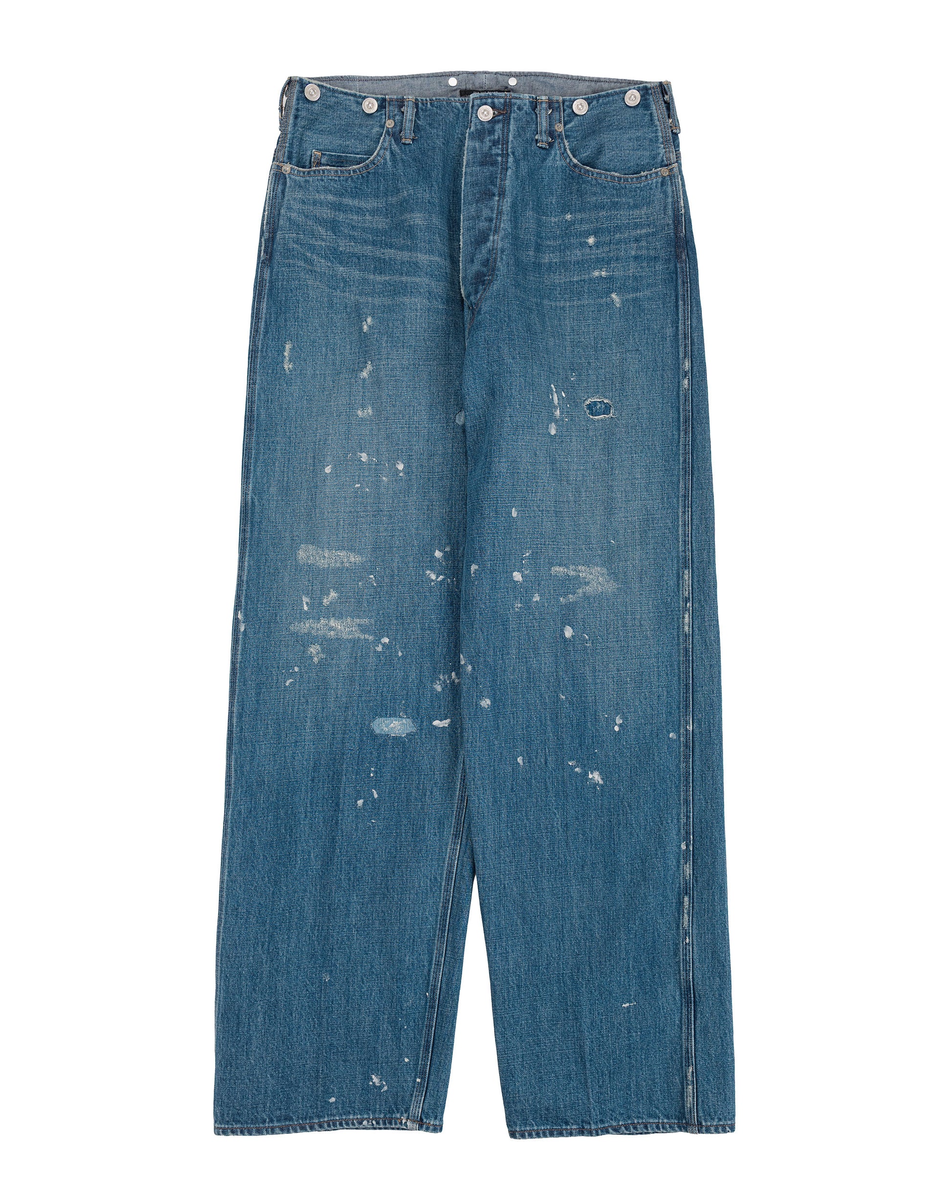 lost & found Old Joe Old Joe Beltless Waist Jean Trouser"990" (Scar Face & Paint) Indigo