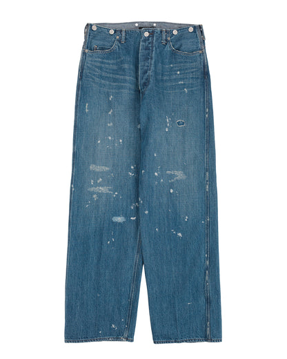 lost & found Old Joe Old Joe Beltless Waist Jean Trouser"990" (Scar Face & Paint) Indigo