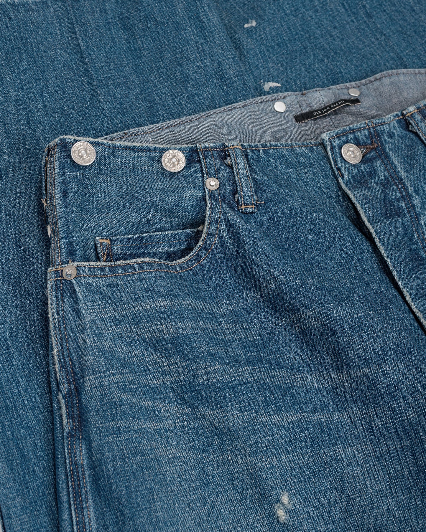 lost & found Old Joe Old Joe Beltless Waist Jean Trouser"990" (Scar Face & Paint) Indigo