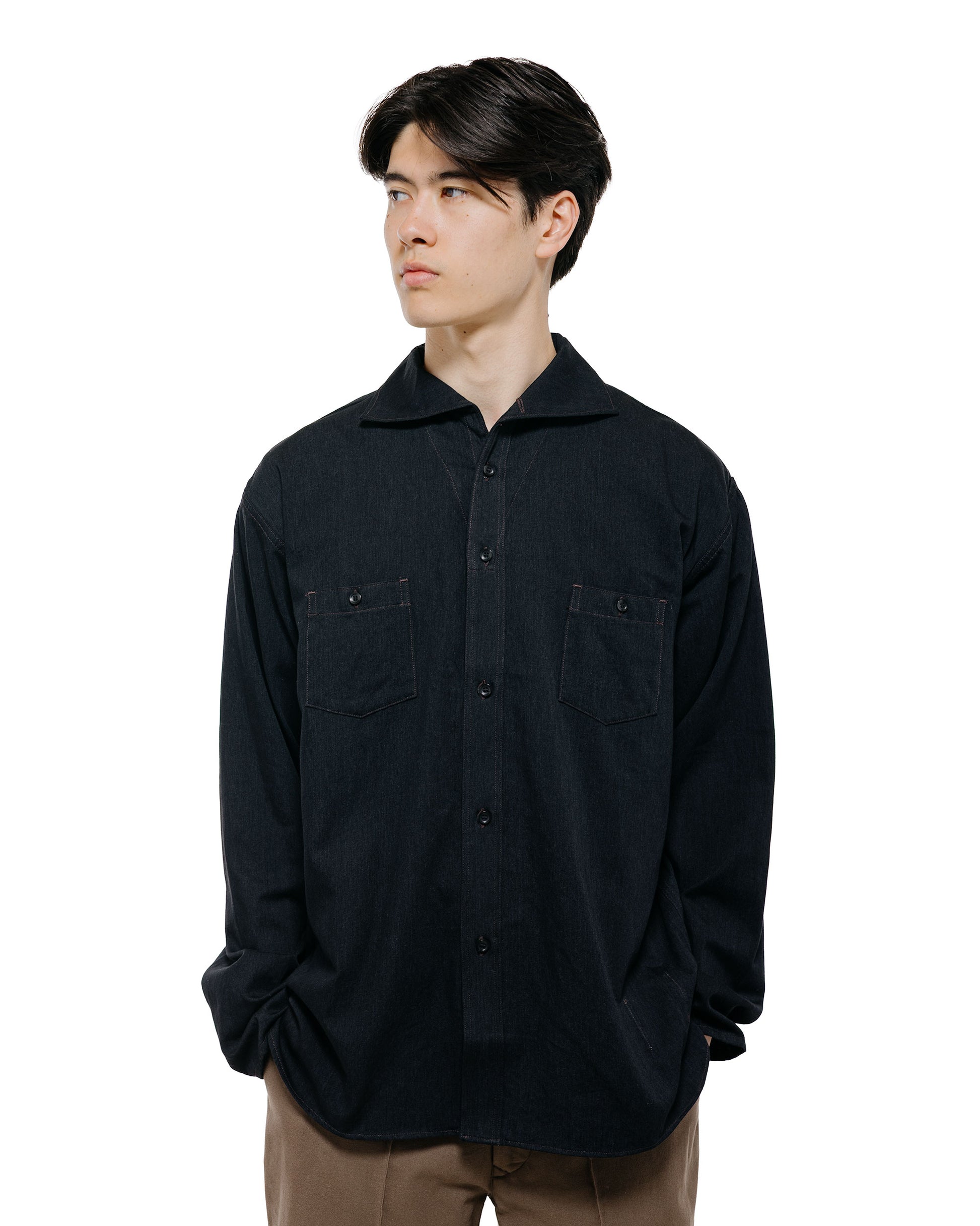 Old Joe Camp Collar Marine Shirts Long Sleeve Black