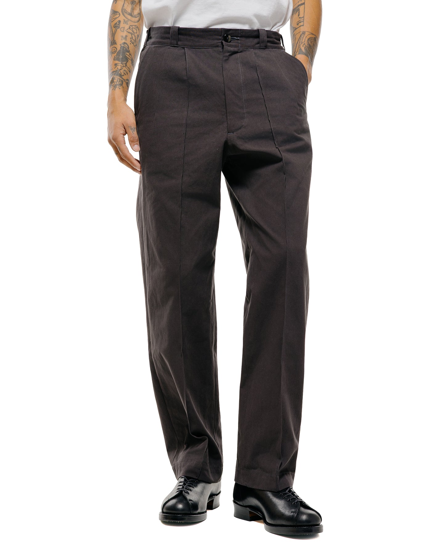 lost & found Old Joe Old Joe Front Tuck Army Trouser Black