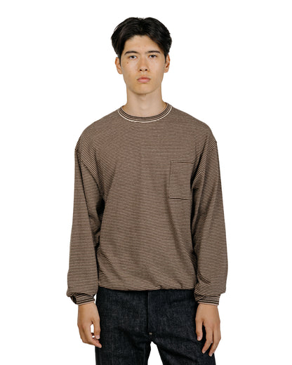 Old Joe Malti Striped Crew Neck Tops Coffee
