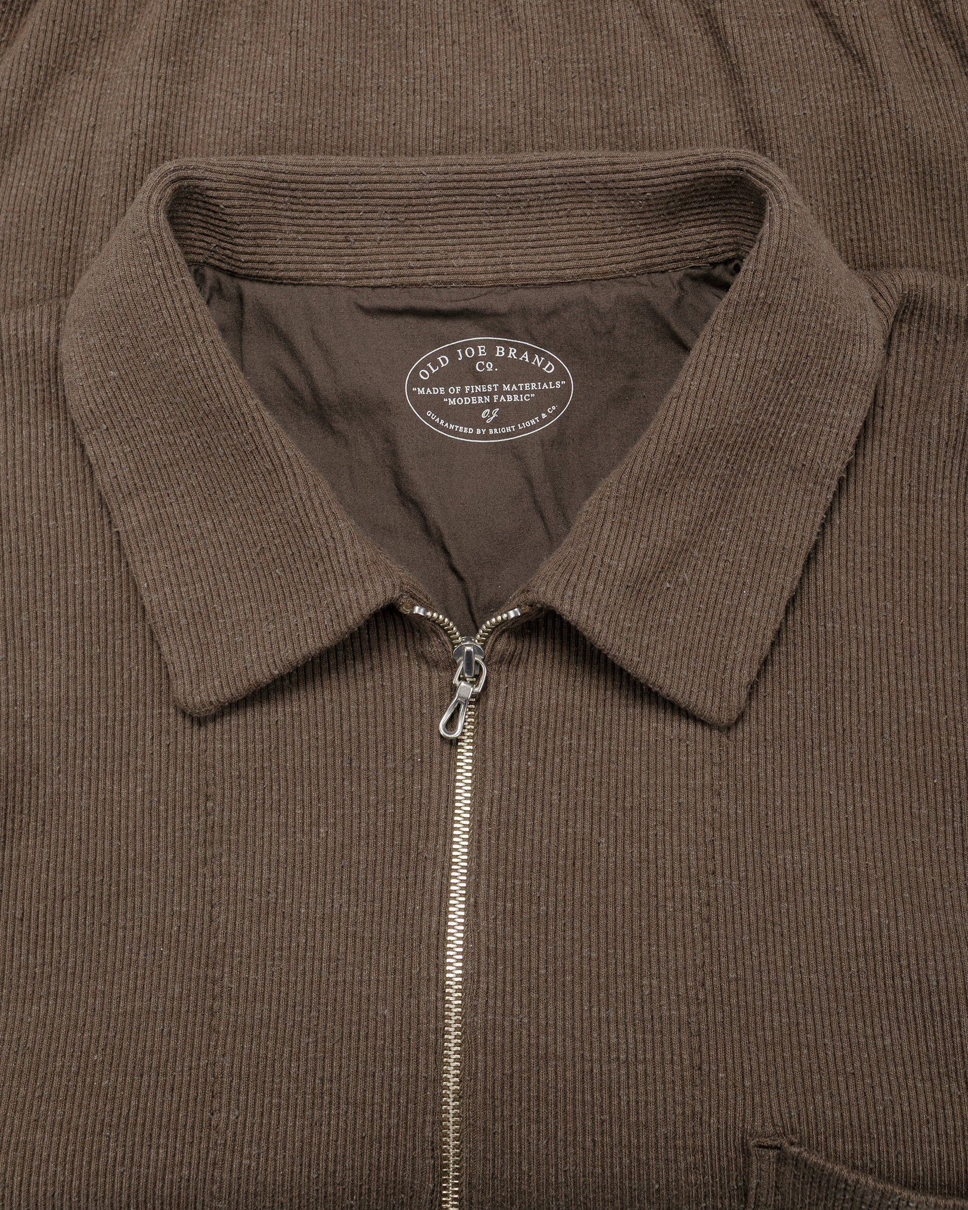 lost & found Old Joe Old Joe Quater Zip Silk Nep Ripped Shirt Bark