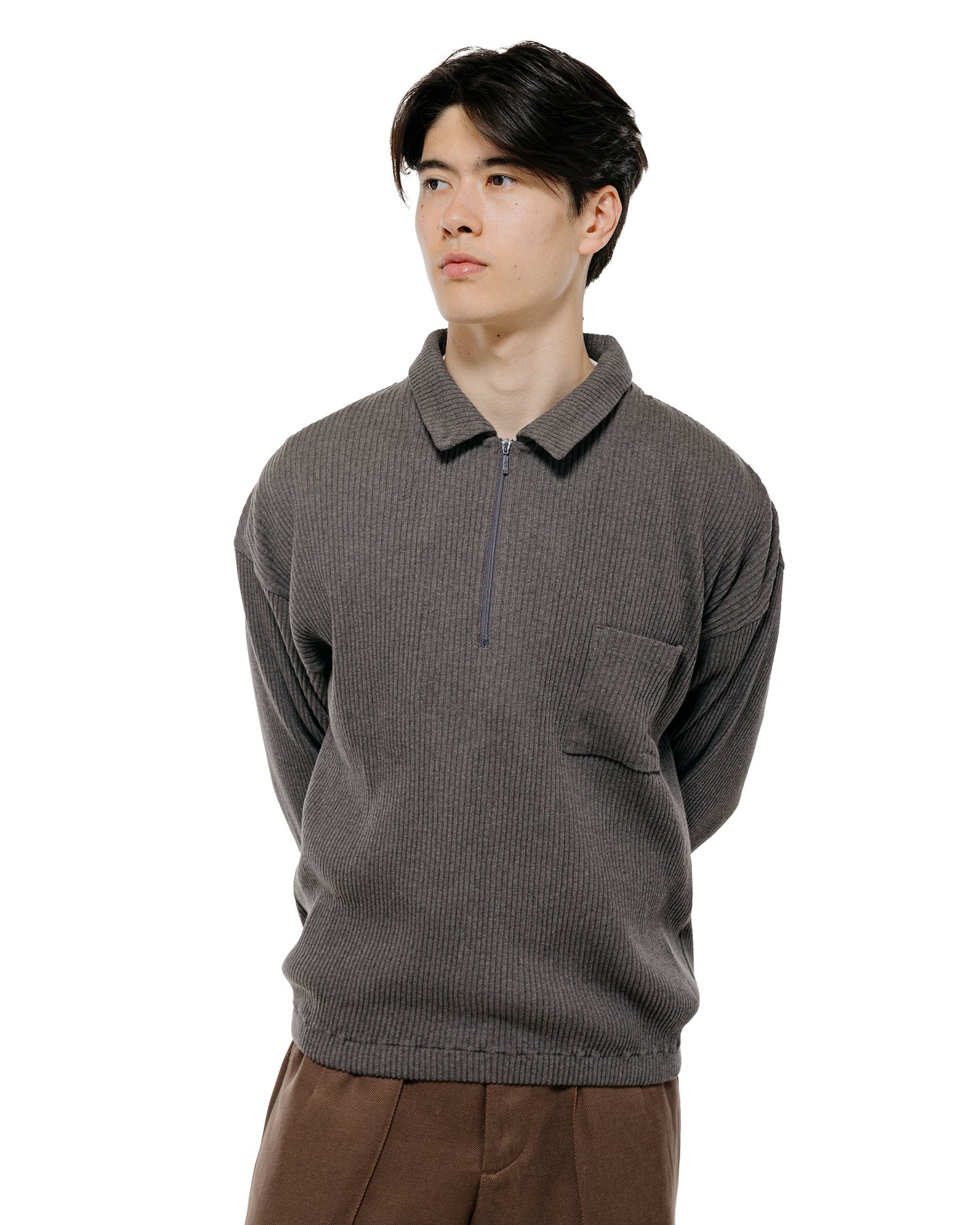 Old Joe Quater Zip Cotton Yak Ribed Shirts Graphite