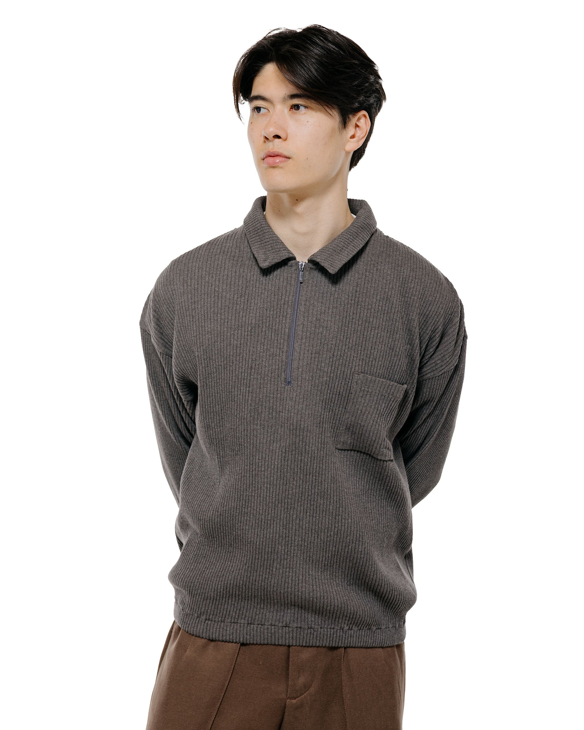 Old Joe Quater Zip Cotton Yak Ribed Shirts Graphite