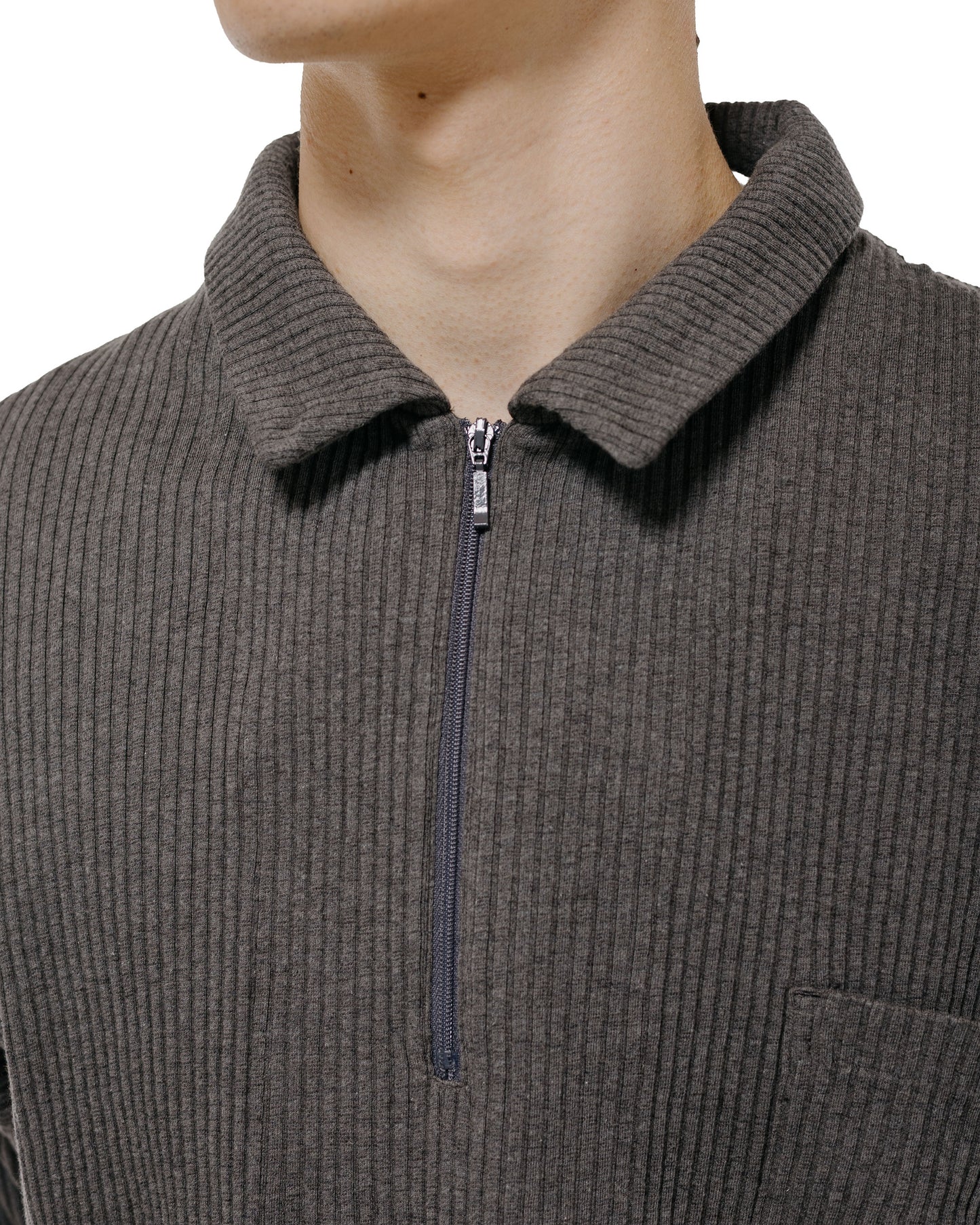 Old Joe Quater Zip Cotton Yak Ribed Shirts Graphite