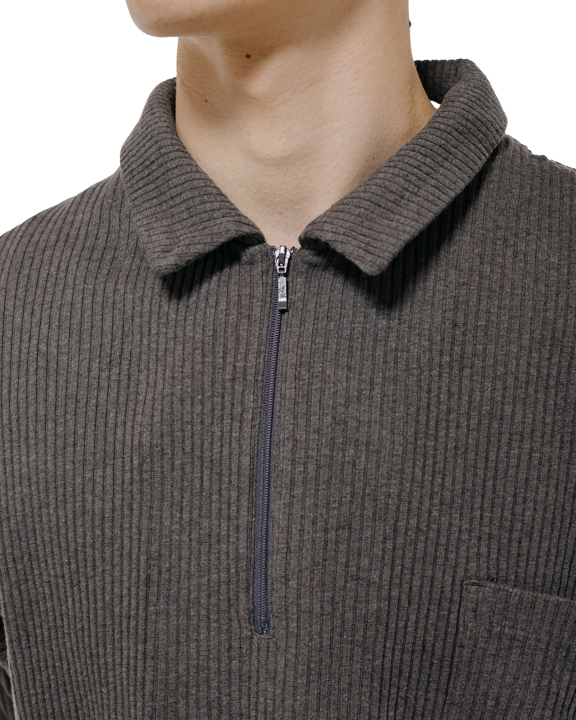 Old Joe Quater Zip Cotton Yak Ribed Shirts Graphite