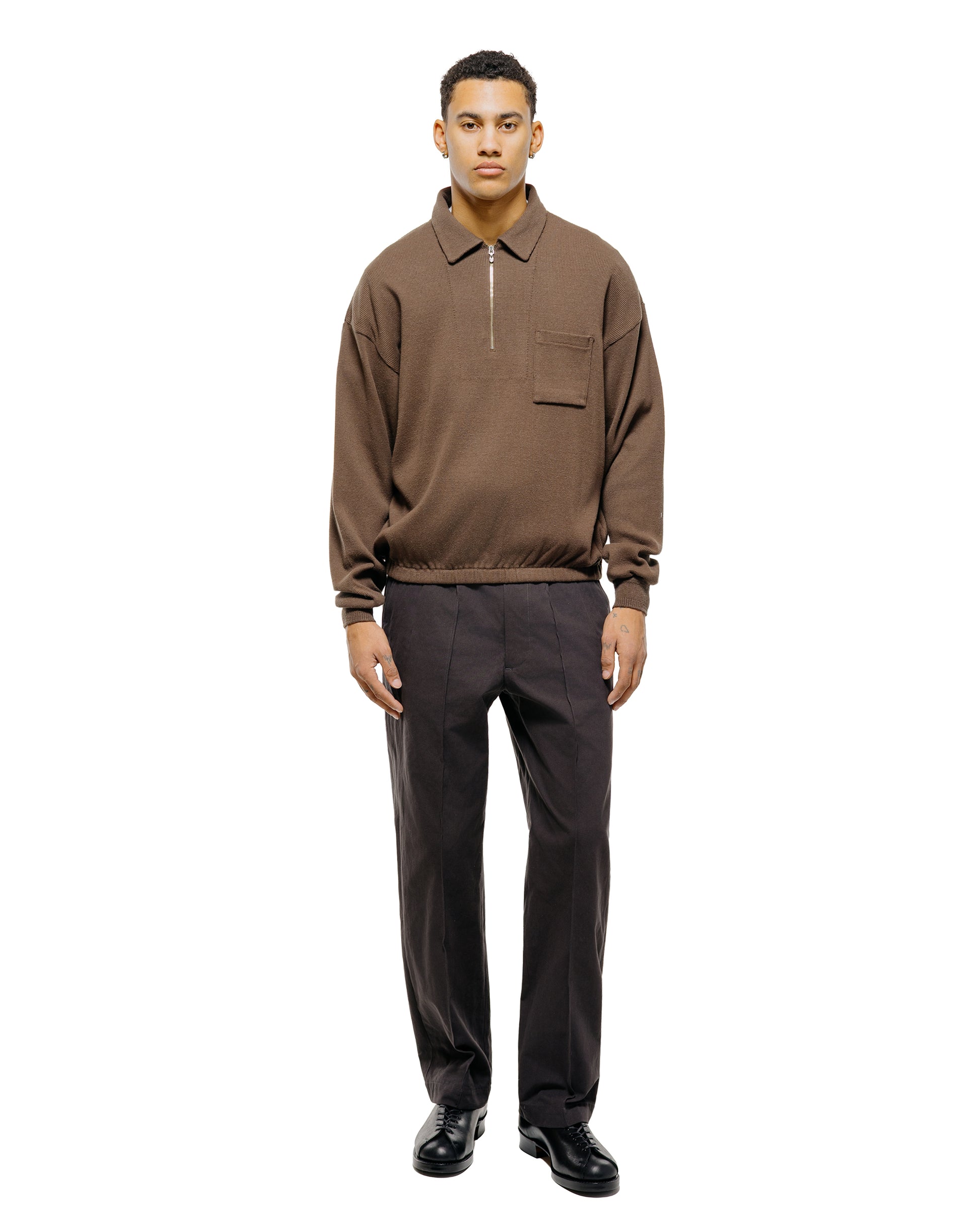 lost & found Old Joe Old Joe Quater Zip Silk Nep Ripped Shirt Bark