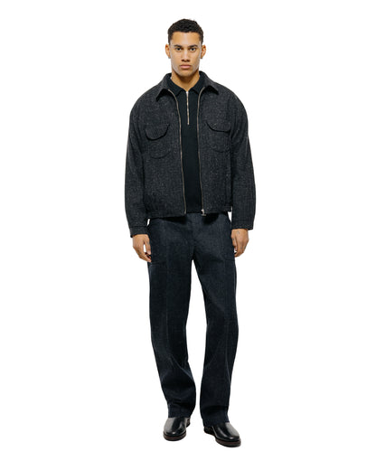 lost & found Old Joe Old Joe Quater Zip Silk Nep Ripped Shirt Onyx