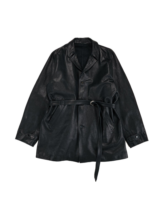 lost & found Old Joe Old Joe Stunning Leather Vehicle Coat (Italian Calf) Onyx Black
