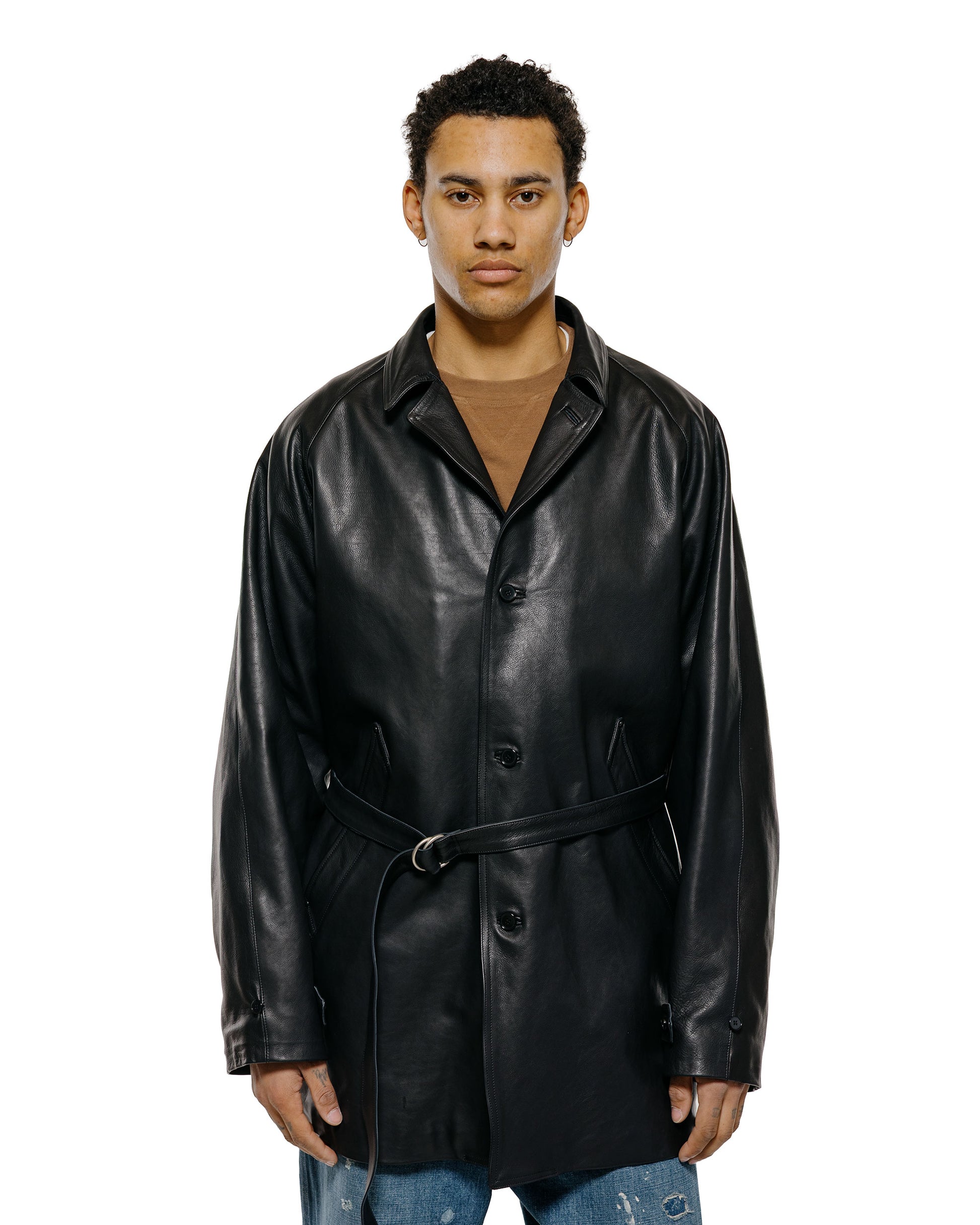 lost & found Old Joe Old Joe Stunning Leather Vehicle Coat (Italian Calf) Onyx Black