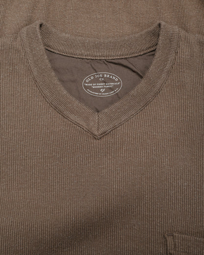 lost & found Old Joe Old Joe V-Neck Silk Nep Ribed Tops Bark