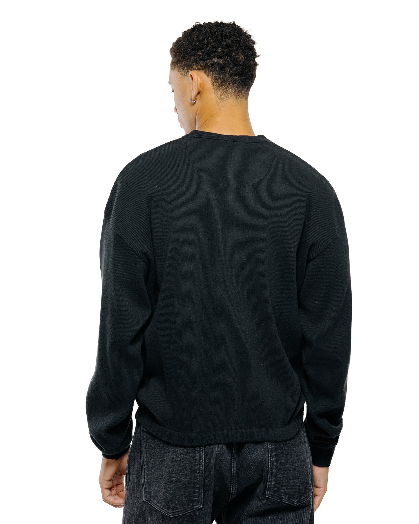 lost & found Old Joe Old Joe V-Neck Silk Nep Ribed Tops Onyx