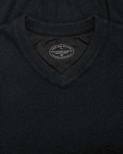 lost & found Old Joe Old Joe V-Neck Silk Nep Ribed Tops Onyx