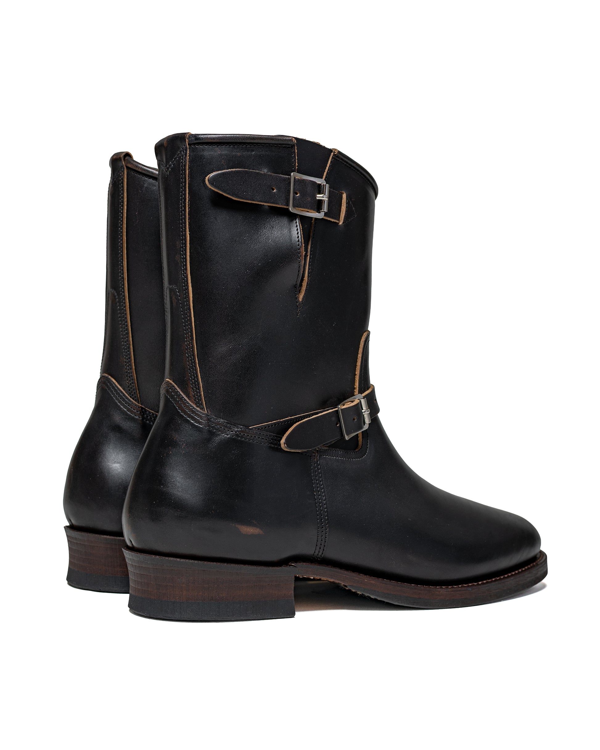 lost & found Old Joe Old Joe 'The Engineer' Artisan Leather Engineer Boots Black Brown Horse Butt