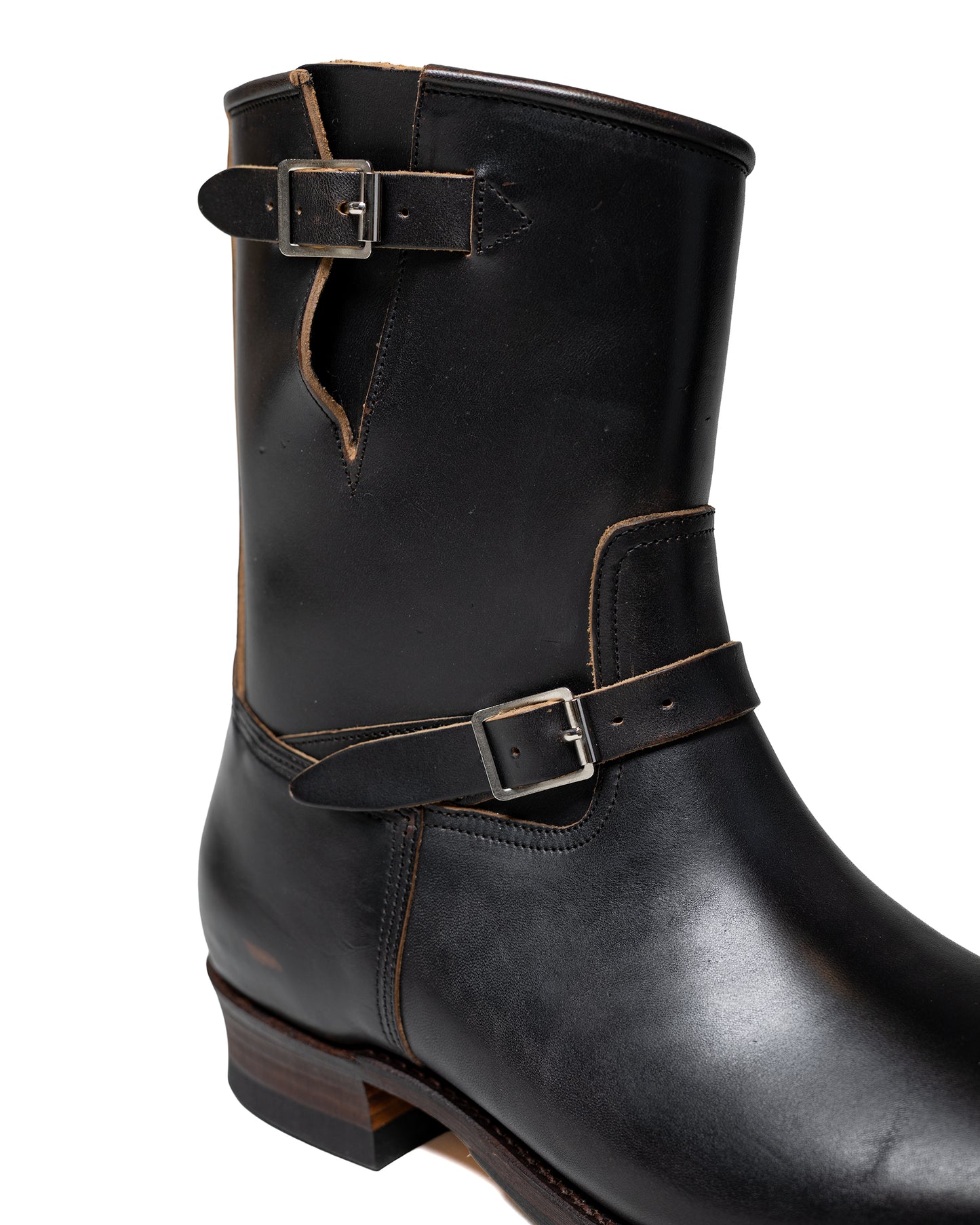 lost & found Old Joe Old Joe 'The Engineer' Artisan Leather Engineer Boots Black Brown Horse Butt