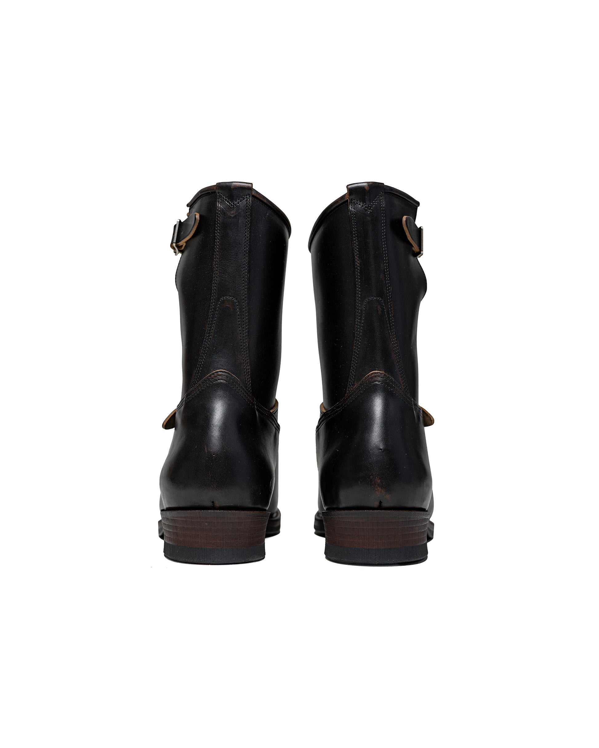 lost & found Old Joe Old Joe 'The Engineer' Artisan Leather Engineer Boots Black Brown Horse Butt