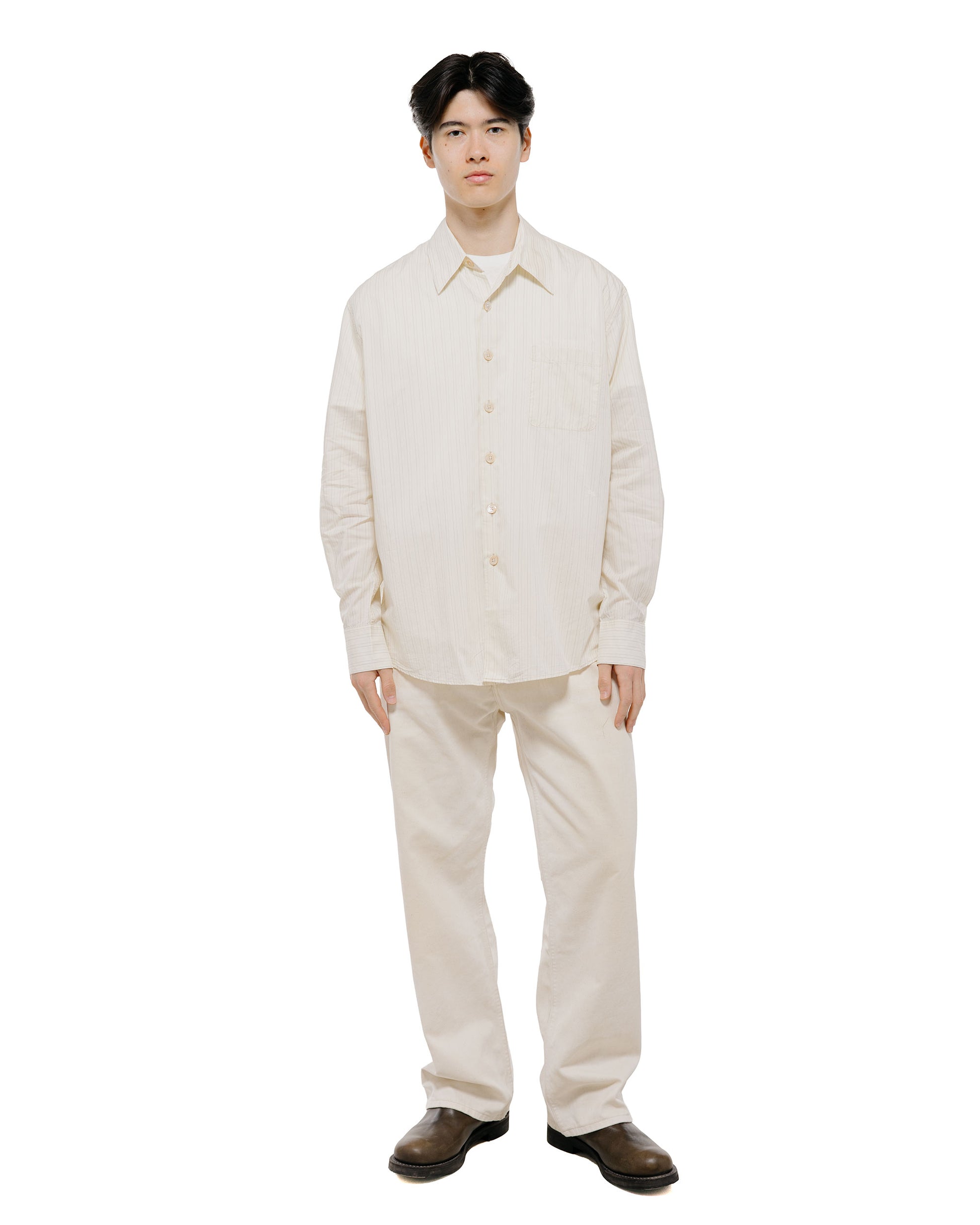 Our Legacy Above Shirt Faded Bone Windstripe Lyocell