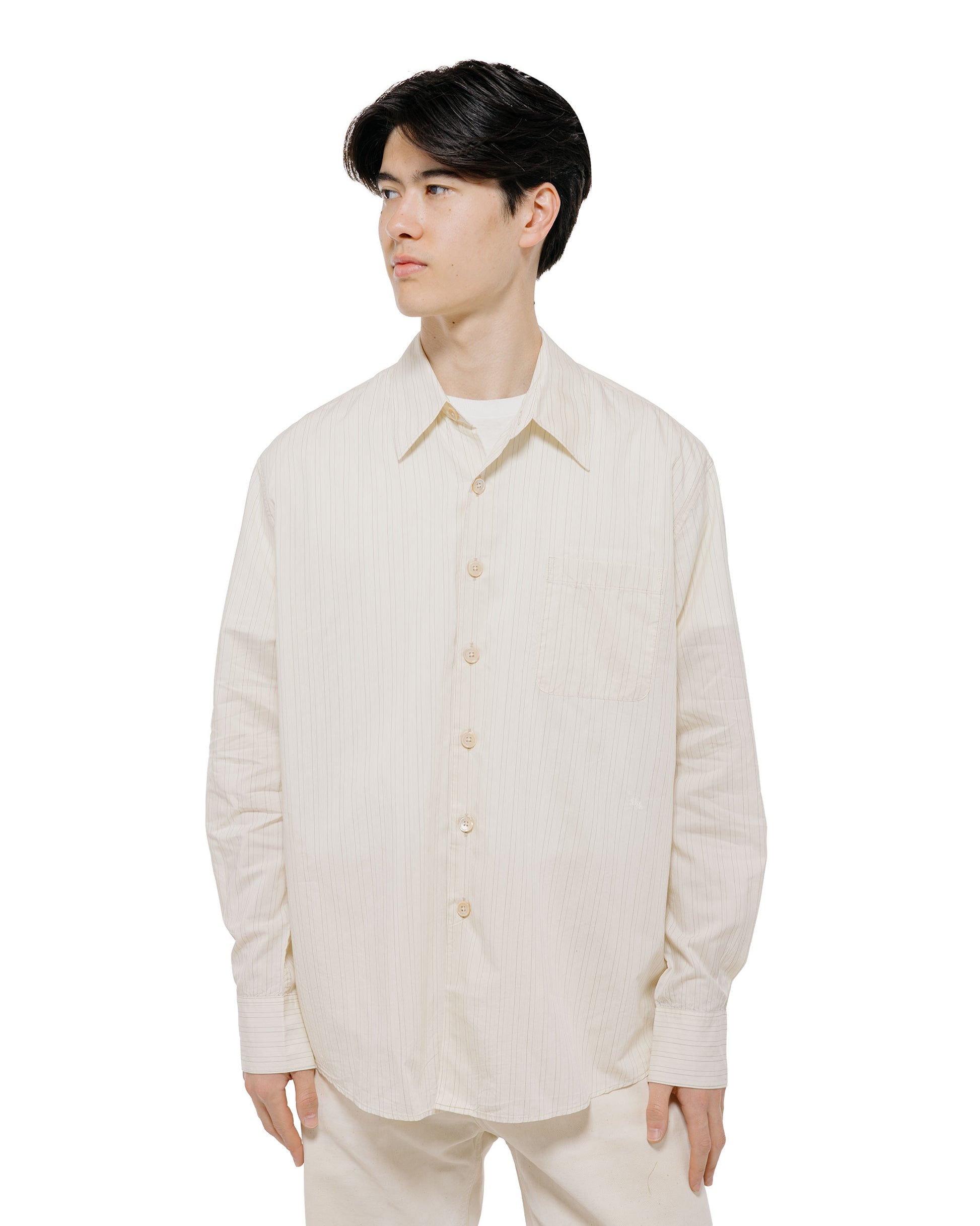 Our Legacy Above Shirt Faded Bone Windstripe Lyocell